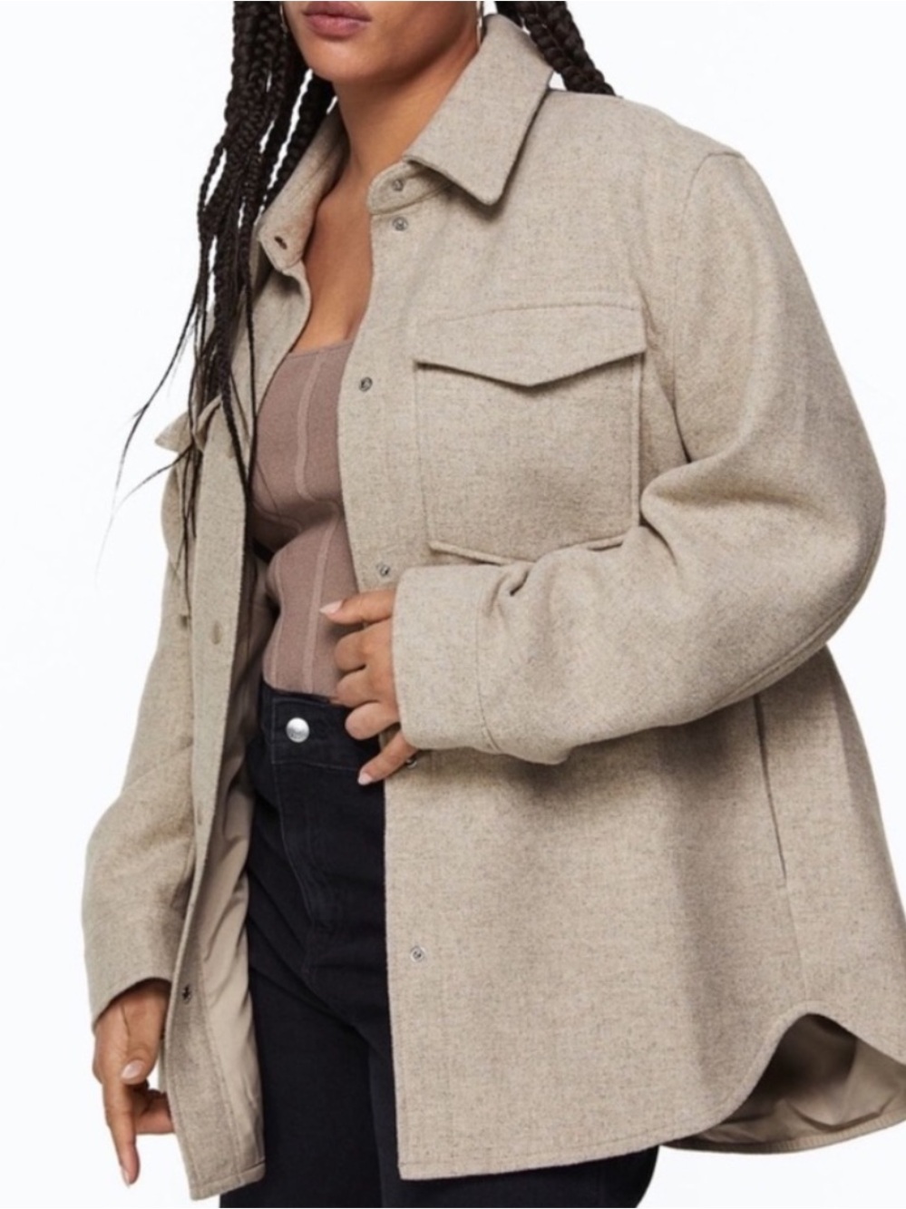 H&M Oversized beige shirt jacket